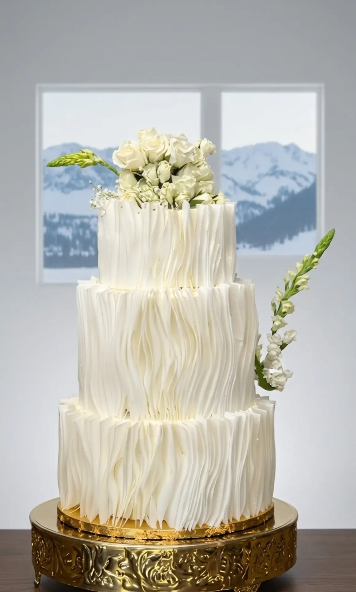 Sage green first communion cake with gold cross detail