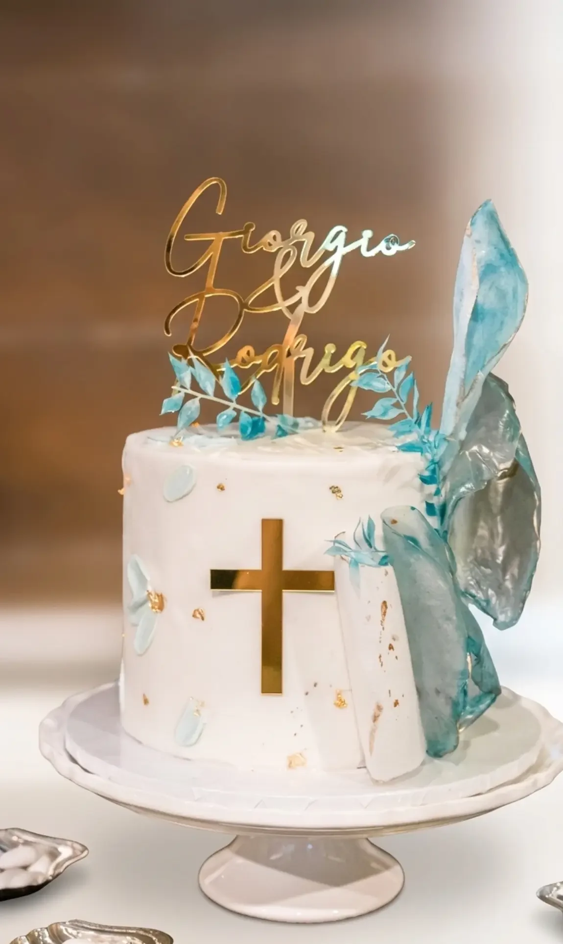 Monumental five tier wedding cake with fresh orchids