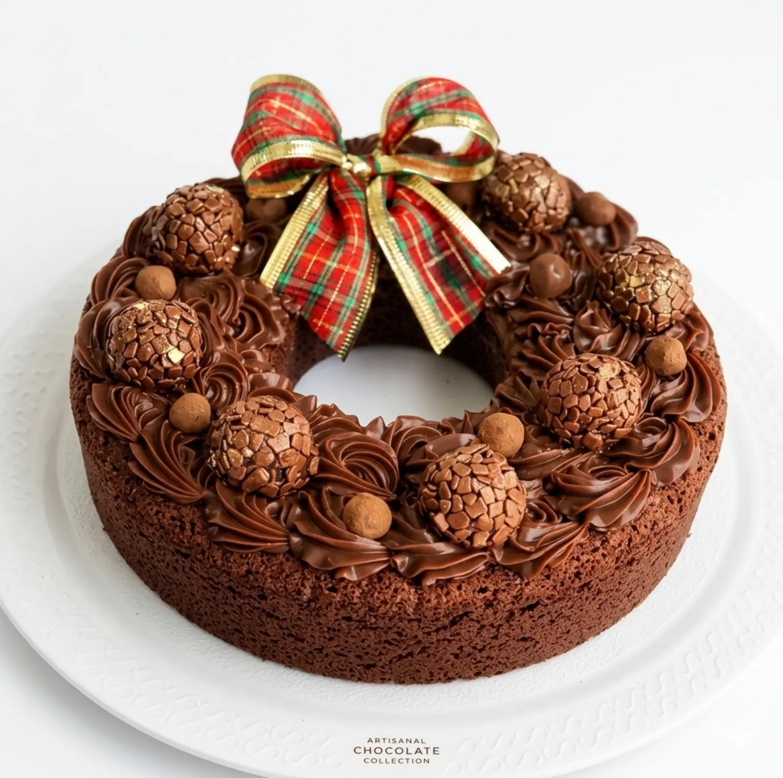 Christmas chocolate bundt cake with brigadeiro truffles