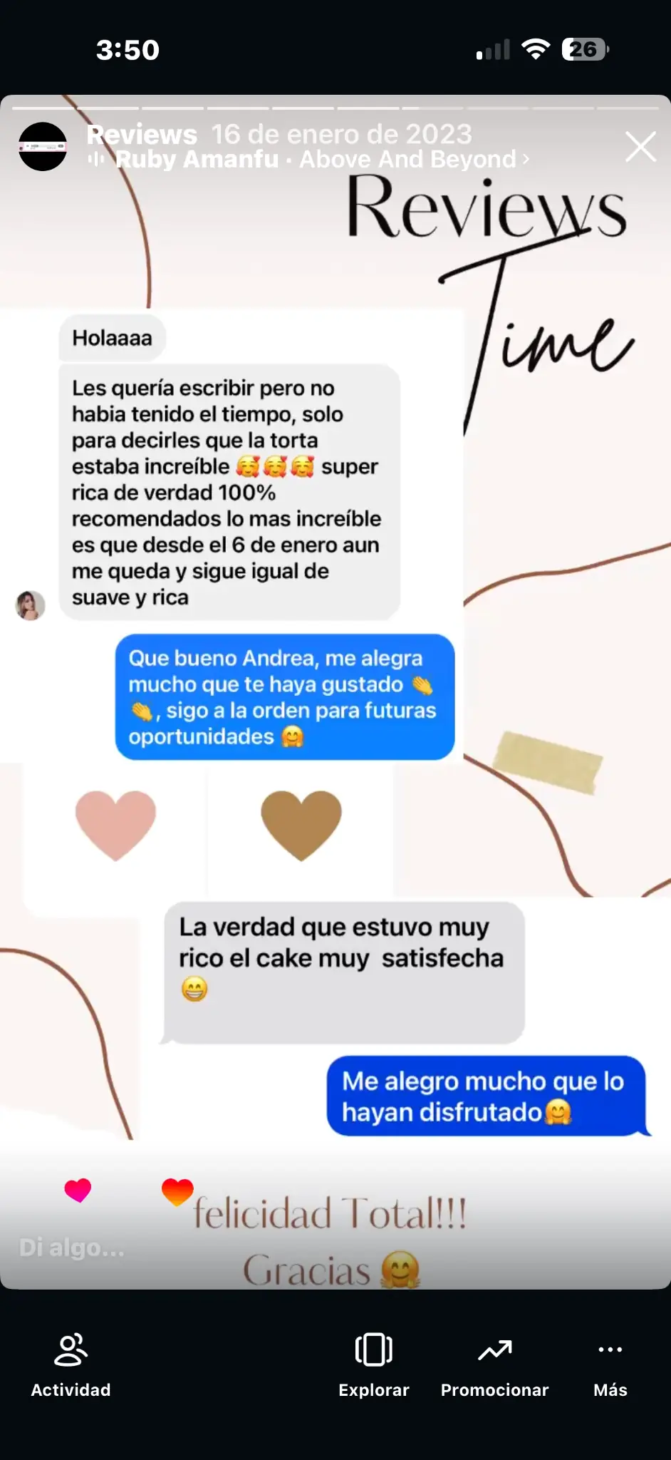 Customer testimonial for Dolce Bite artisanal dessert table